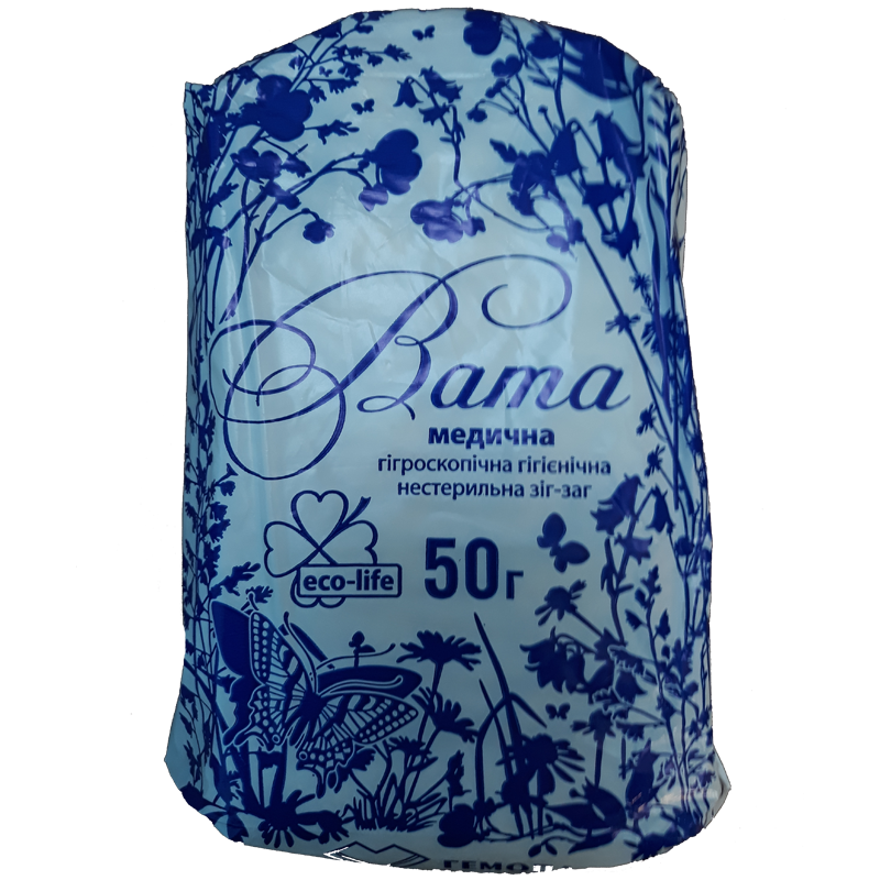 Вата медична нестерильна 50 г (зиг-заг) (4820183840158)